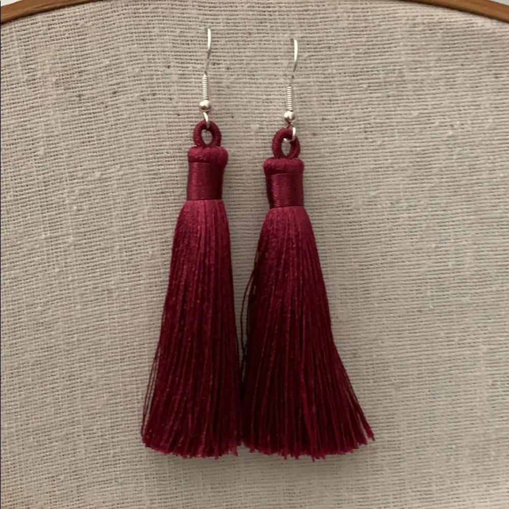 Maroon Tassel Earrings